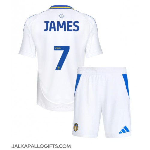 Leeds United Daniel James #7 Koti Peliasu Lasten 2024-25 Lyhythihainen (+ Lyhyet housut)